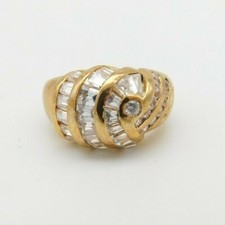 925 Sterling Silver GP Round Baguette Clear Cubic Zirconia Ring Size 6  R58