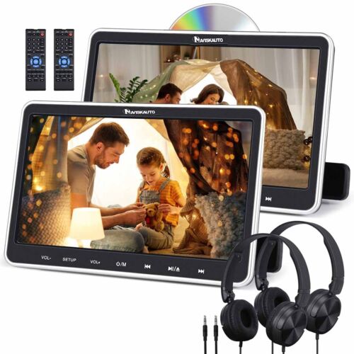 2 x 10.1" Dual Screen Car Headrest Monitor DVD Player TV HDMI USB SD Region Free - Picture 1 of 39