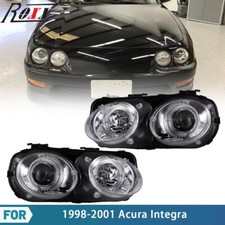 1998-2001 Headlights For Acura Integra Halo Projector Front Lamp Chrome Clear