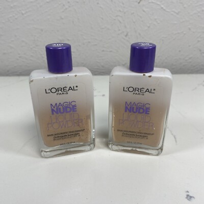 2 bottle lot LOREAL MAGIC NUDE LIQUID POWDER PERFECTING MAKEUP 310 LIGHT IVORY