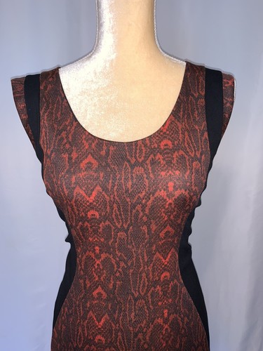 MNG Red Snake Print Color Block Pencil Dress Size S - Picture 4 of 12