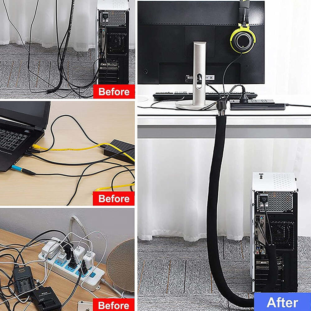 Cable Tidy PC TV Wire Organising Wrap Weave Office Home Cable Binding ...