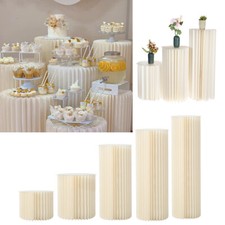 Folding Paper Cylinder Plinth Flower Pedestal Wedding Centerpiece Cake Stand DIY