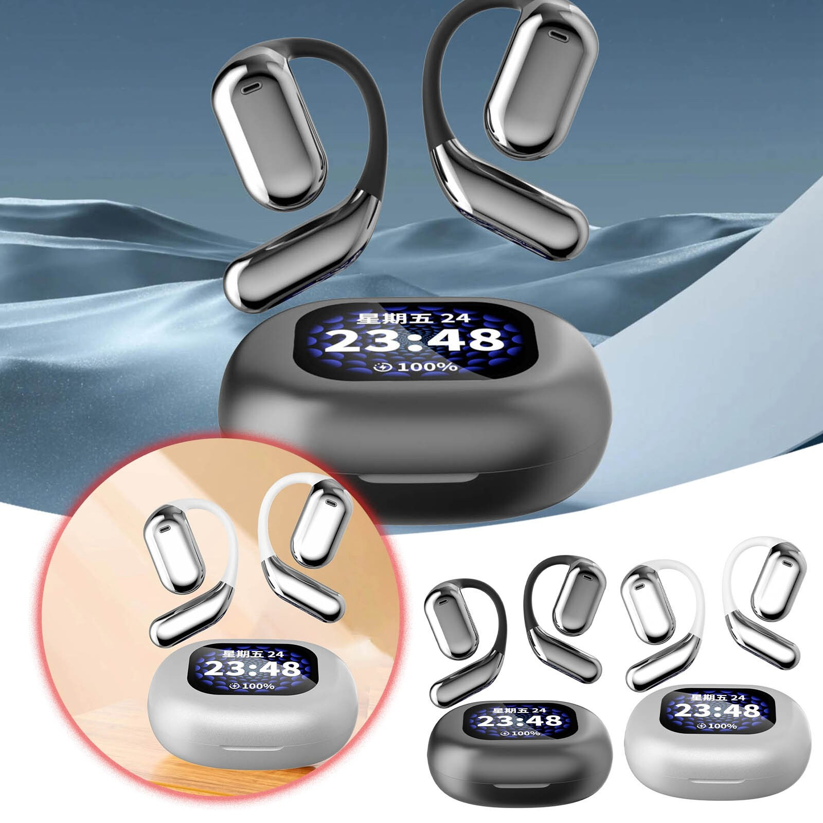 Q16 Pro Auriculares Inteligentes Pantalla a Color Táctil OWS Auriculares Bluetooth Inalámbricos Sin Orejas