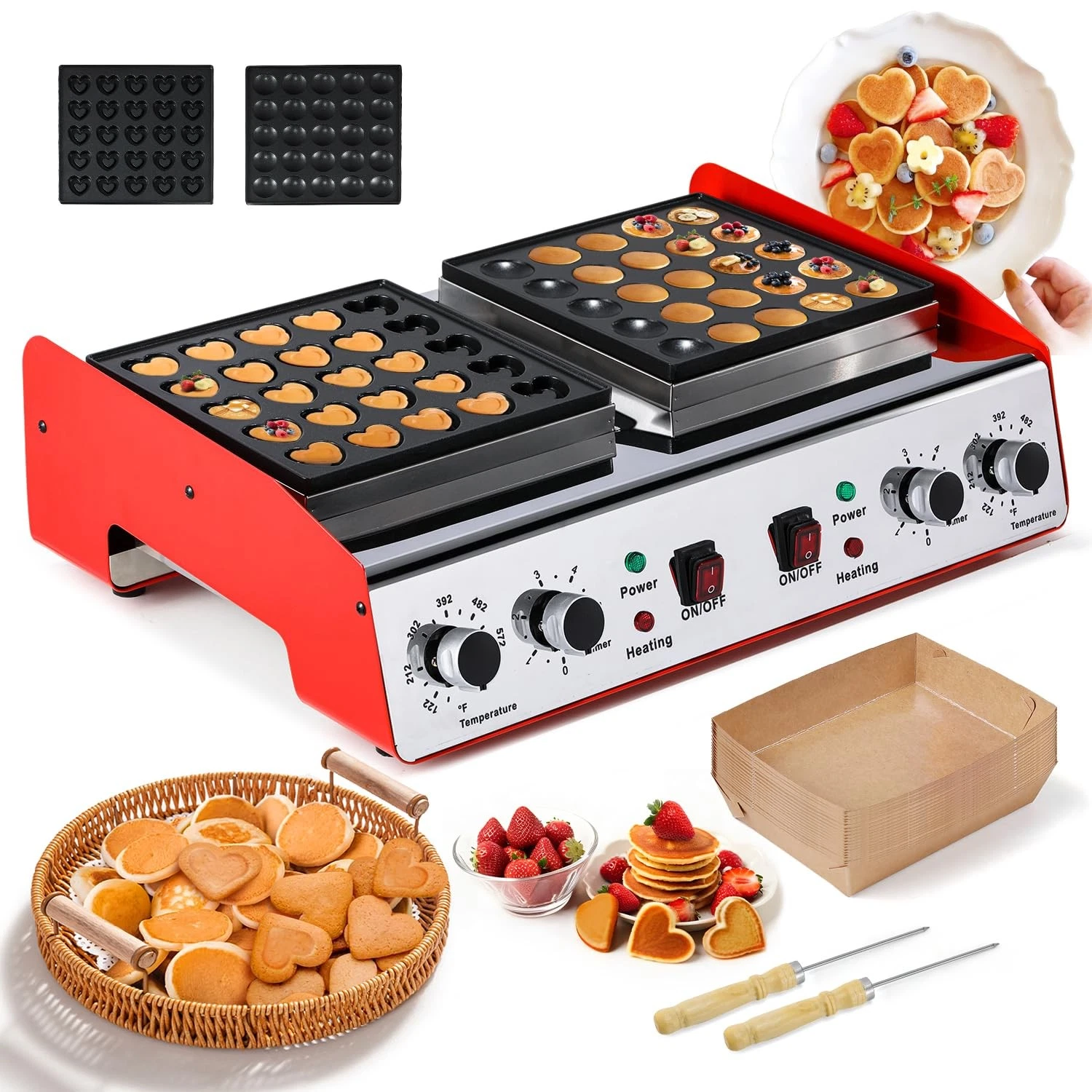 Moongiantgo 50PCS Mini Heart Pancake Maker 1800W Nonstick Poffertjes Machine
Opens in a new window o