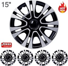 4x 15inch Wheel Cover Snap On Full Hub Caps Fit For R15 Tire Steel Rim Sliver