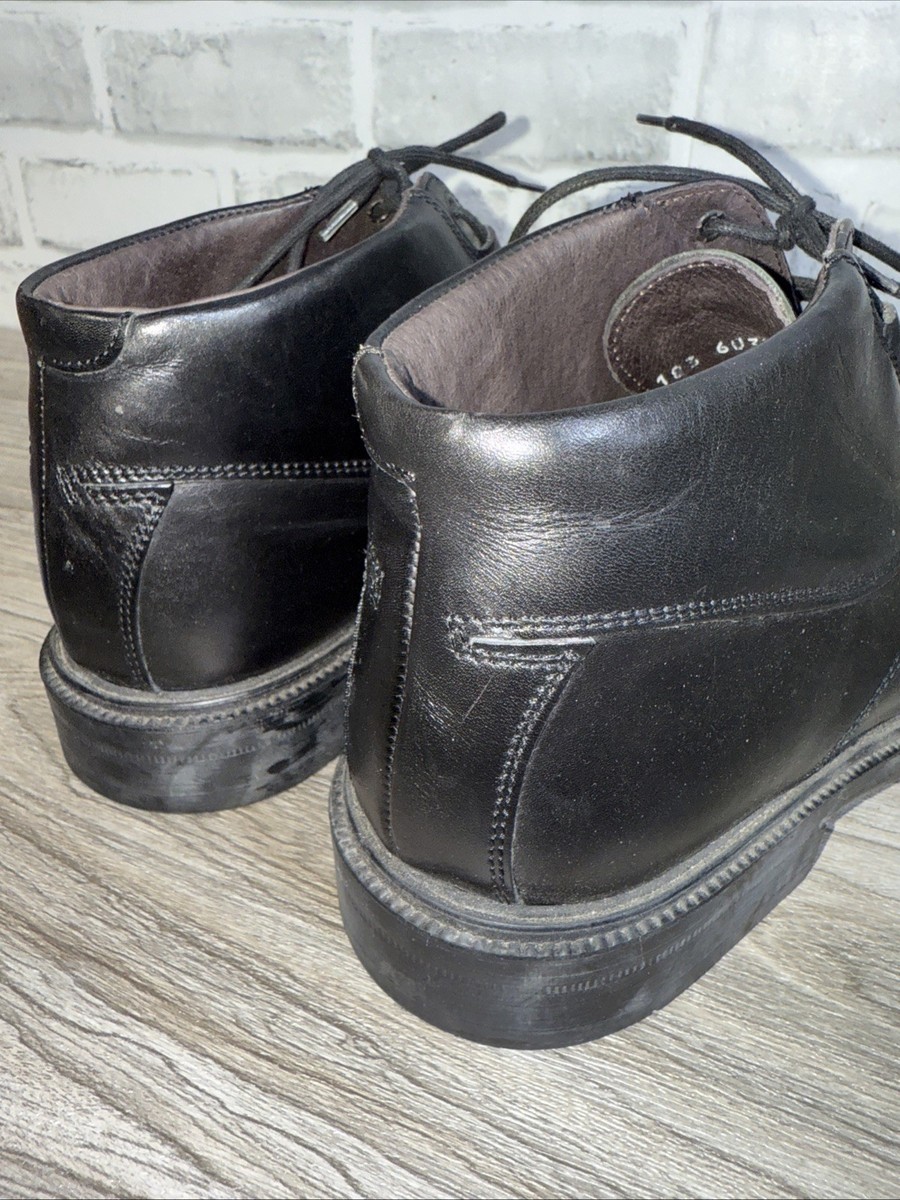 VTG Bacco Bucci Black Leather Ankle Boots Lace Up MENS 8.5  display picture 1