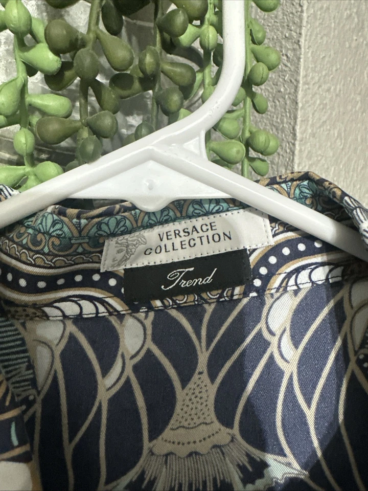 Vintage Versace  collection Men's Long Sleeve Abstract Geometric Shirt, Size L - Image 2 of 2