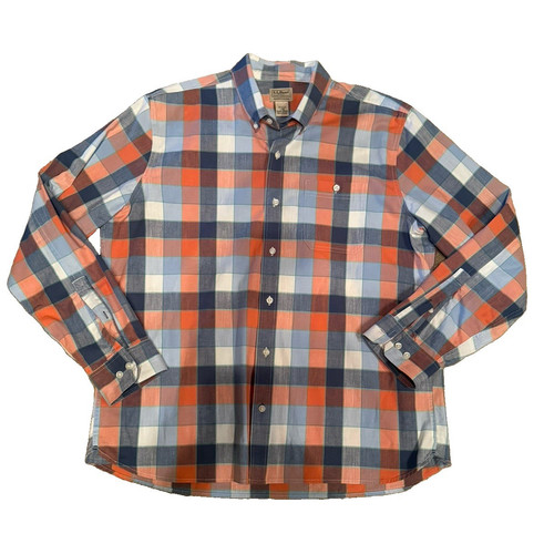 L.L.Bean Men's L Regular Plaid Woven Stretch Long Sleeve Button-Down Shirt