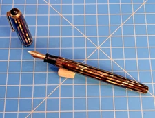 Parker Striped Duofold Vacumatic (Duovac), 14K Nib/trim, Green Stripe, Restored