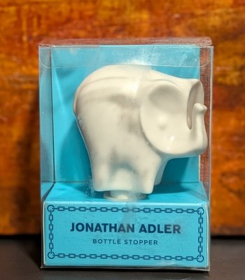 JONATHAN ADLER White Ceramic Elephant Wine Bottle Stopper - NEW