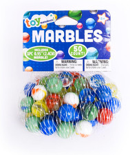 TOYMENDOUS 50 Piece Marbles - Colorful Glass Marble for Kids Games  49 Player M