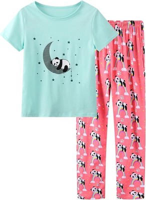 Girls Pajamas Lovely Soft Cartoon Short Sleeve with Pants