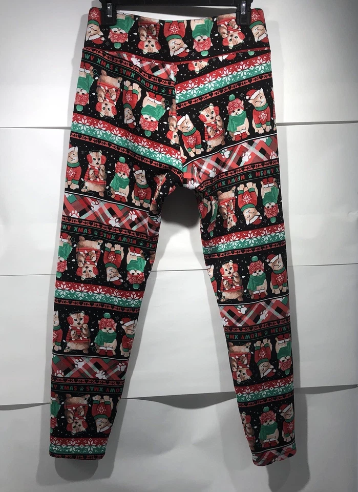 No Borders Adolescentes Leggings Grandes 11-13 Navidad Gatos Pasillo Feria Salón Pantalón Foto 2 de 4