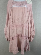 Free People Lilac Crush on You Mini Dress Size 6 Fairy Festival Lace Trim NEW
