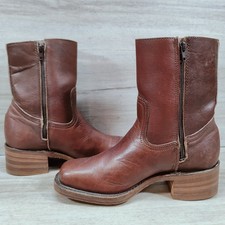 VTG Frye Campus Short Boots Women 9 Brown Marbled Square Toe Western MADE IN USA
