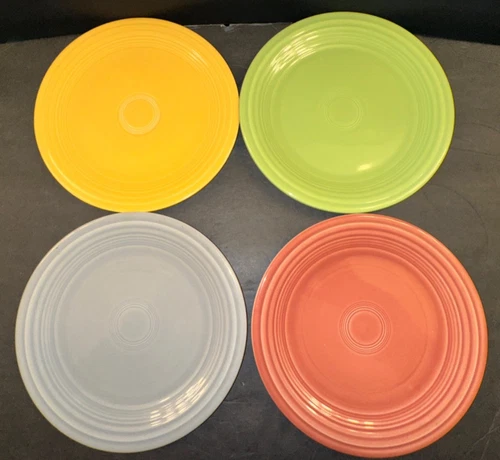 Vintage Fiestaware Set of 4 9.5" Plates in vintage colors (1930-1960)