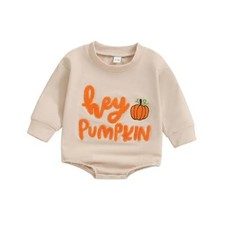 Newborn My First Halloween Baby Outfit Hey Pumpkin Ghost 0-3 Months Apricot