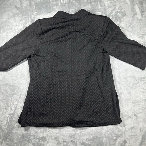 Blazer NYCC para mujer 2X negro frente abierto manga 3/4 elástico patrón geométrico - Imagen 2 de 7