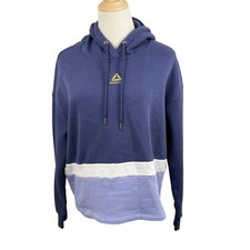Reebok Womens Small Fierce Colorblock Cropped Hoodie REW223TL06 Fleece Sporty
