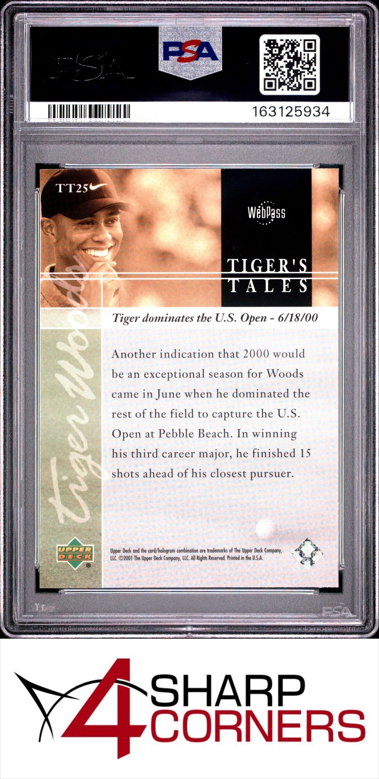 2001 UPPER DECK GOLF TIGER'S TALES #TT25 TIGER WOODS RC HOF PSA 9 view 2