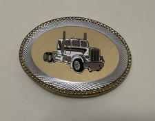 Vintage Semi-Truck Trucking Belt Buckle - Silver  Gold