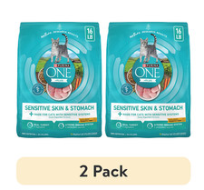 2 pack Purina ONE Plus, Sensitive Skin Stomach, Dry Cat Food, Turkey, 16 lb