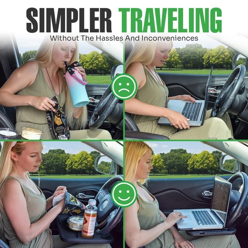 Steering Wheel Tray for Eating, Laptop Desk, Car Accessories, Road Trip Essen... - Picture 6 of 7