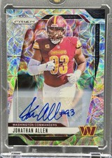 2024 Panini Prizm Jonathan Allen Auto W/ Number Prizm Disco /100 Commanders
