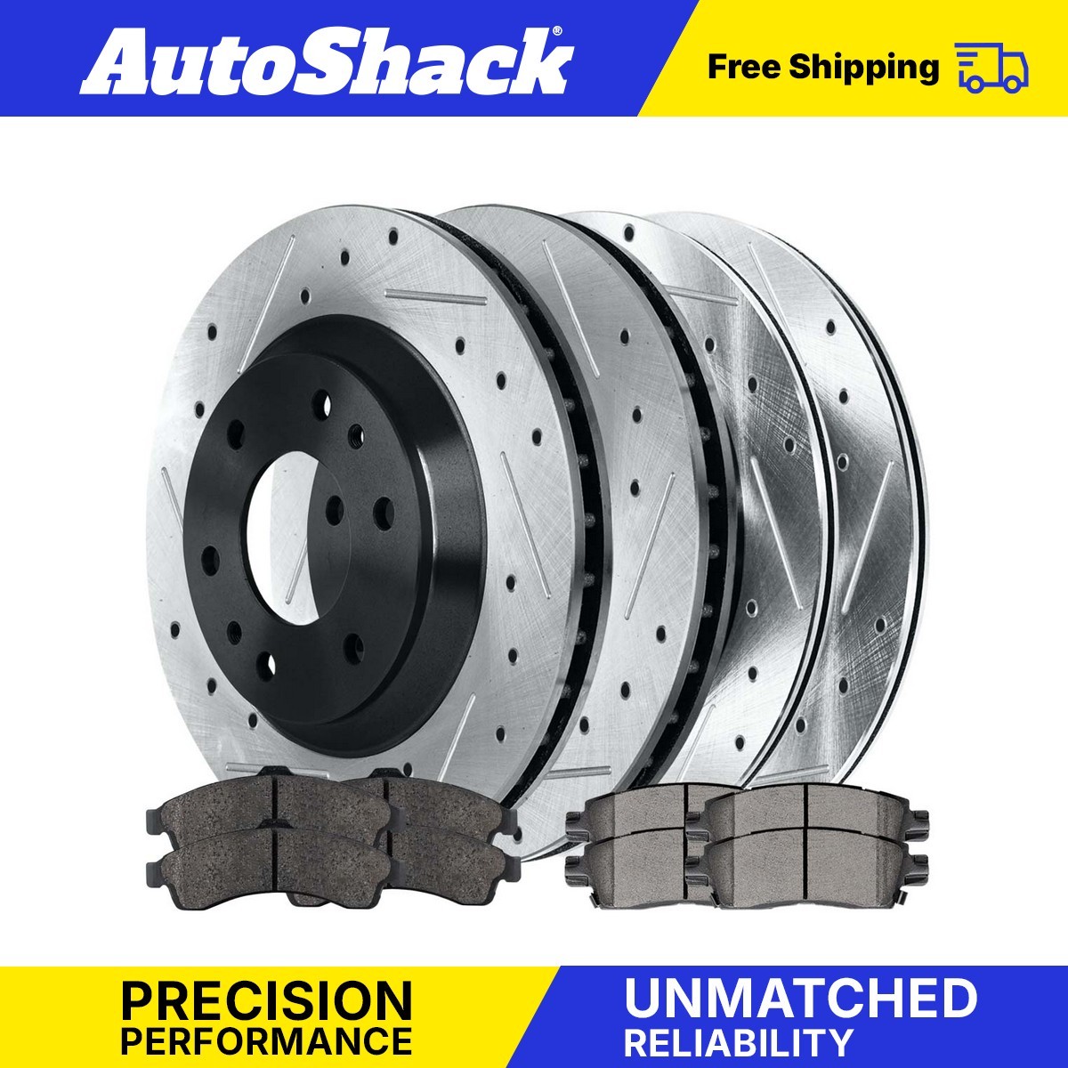High-Performance Front & Rear Drilled Disc Rotors with Ceramic Brake Pads for GMC Envoy 4.2L