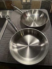Set of 2 VOLLRATH 3809 Fry Pan 9 1/2” Diameter - Induction Stainless Steel 