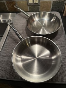 Set of 2 VOLLRATH 3809 Fry Pan 9 1/2” Diameter - Induction Stainless Steel 