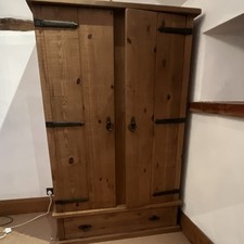 Oak Furniture Land Wood Freestanding Wardrobe Brown 2 Door Drawer Rail