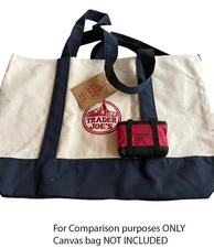 TRADER JOE'S MICRO TOTE (RED w/Black Straps) with GROCERY BAG BRAND NEW FOLDABLE