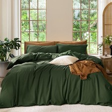 Bedding Duvet Cover Set 100 Full 80"x90" Solid Forest Green No Comforter 