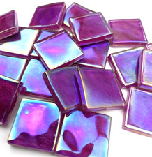 IRIDESCENT Fuchsia Pink Metallic Glass Mosaic Tile Pieces - 3/4 inch - 20 Tiles