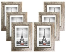 Rustic Oak Style Farmhouse Wood Grain Picture Frame, 2MM Reinforced Glass Li...