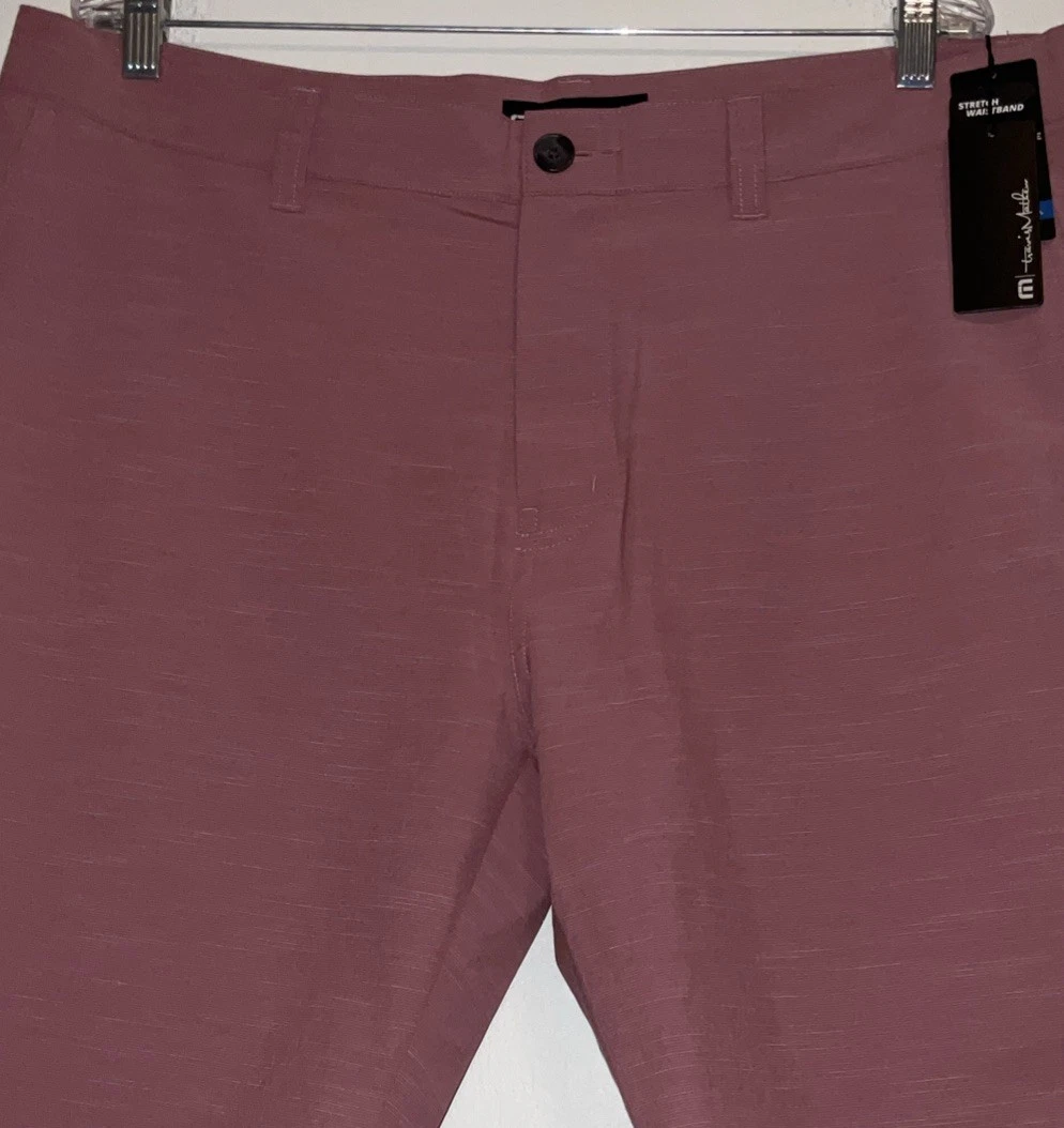 TRAVIS MATHEW GOLF SHORTS ON BOAT HEATHER RUBY WINE SIZE 38x9 NWT
