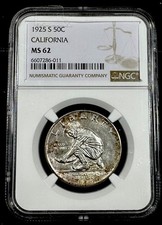1925-S  CALIFORNIA NGC MS 62  DIAMOND JUBILEE SILVER HALF DOLLAR
