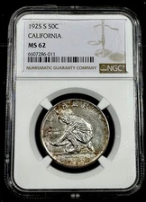 1925-S  CALIFORNIA NGC MS 62  DIAMOND JUBILEE SILVER HALF DOLLAR