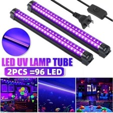 2PCS 48 LED UV Black Light Bar Fixtures Ultraviolet Lamp Strip US Plug DJ Party