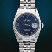 Rolex Datejust Ref. 16220 - blaues römisches Zifferblatt - Jubiläumsarmband