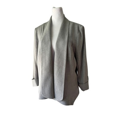 Vintage Y2K Alberto Makali Gray 3/4 Sleeve Open Front Lightweight Jacket