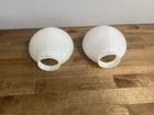 (2) Vtg  Art Deco Milk Glass Clam Lamp Shade Bathroom Wall Sconce Gooseneck Desk