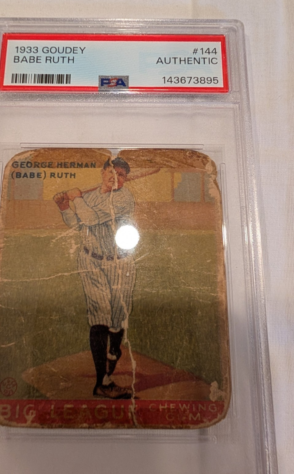 1933 Goudey Babe Ruth #144 PSA Authentic view 4