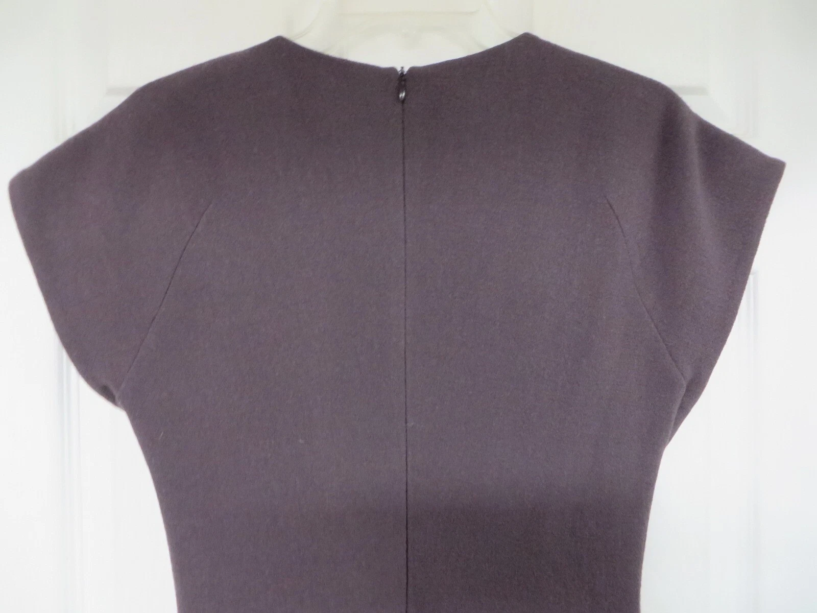 Abito BOTTEGA VENETA Italia lana senza maniche con volant metà polpaccio viola prugna 6 8