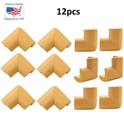 12pcs Wood Color - Child Baby Desk Table Corner Edge Protector Soft Foam Cushion