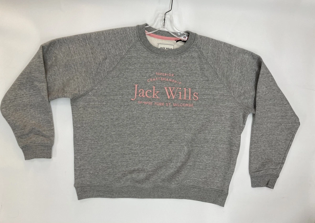 NWT Jack Wills Logo Crew Neck Sweatshirt Grey Pink