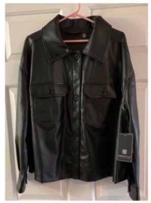 BAGATELLE Black Vegan Button Down Collar Jacket NWT 3X