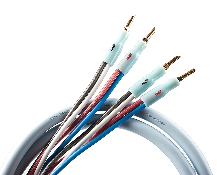 SUPRA QUADRAX 3-meter factory-terminated stereo speaker cables